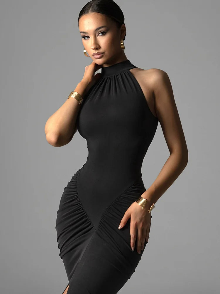 Ondinae | Halter Split Elegance Maxi Dress