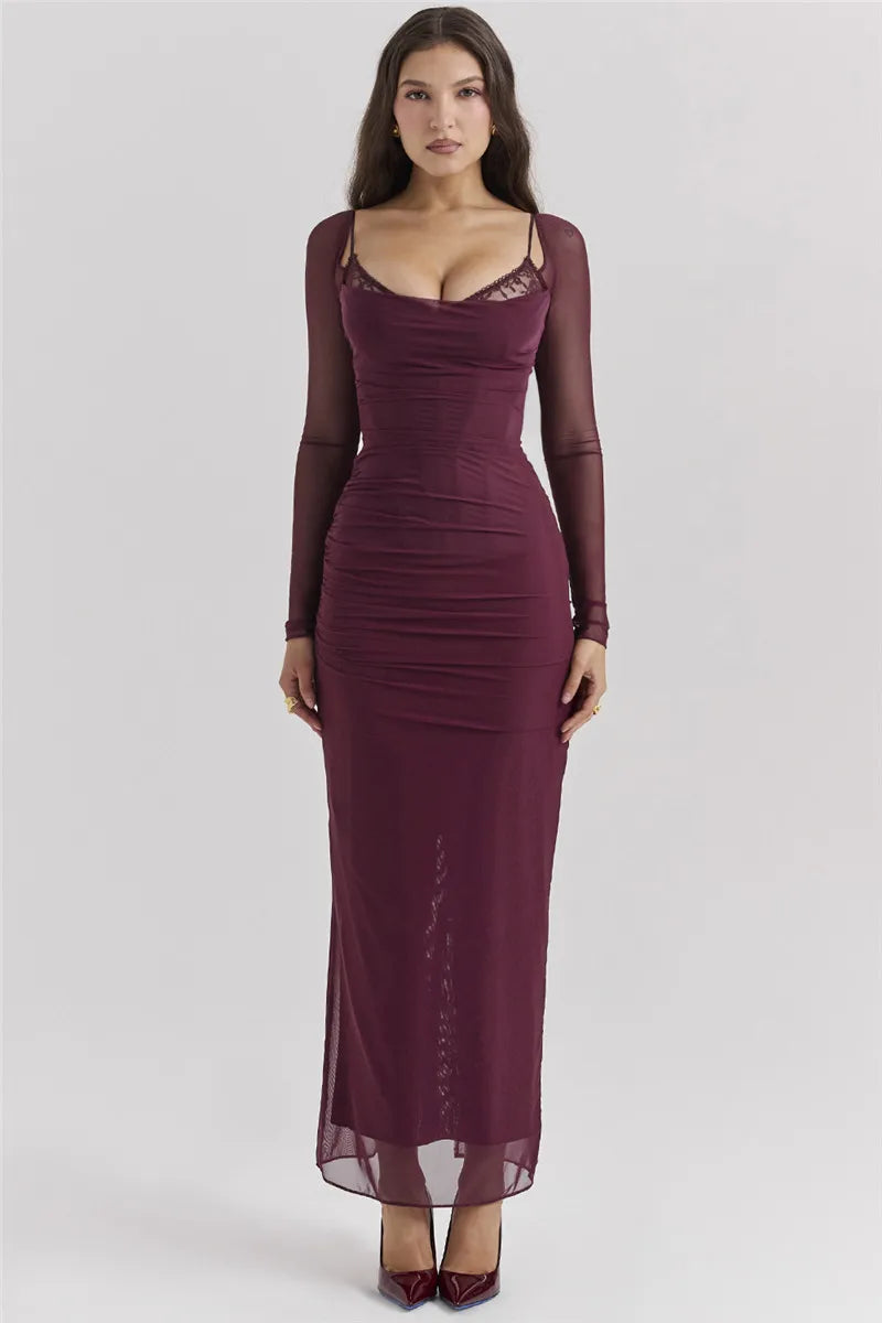 Azaria | Transparentes, elegantes Maxikleid 