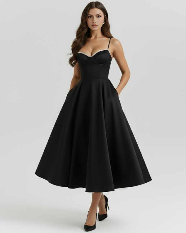 SELARA – SCULPTED BODICE MIDI DRESS