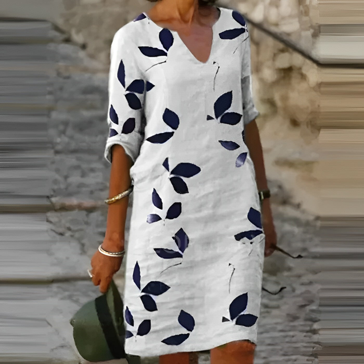 MACY | ELEGANT LEAF PRINT TUMMY-COVERAGE DRESS