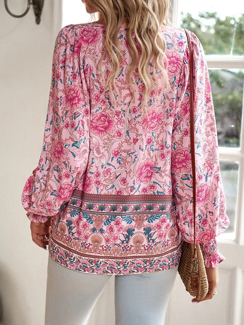 AGNES | Blouse boutonnée florale à coupe ample