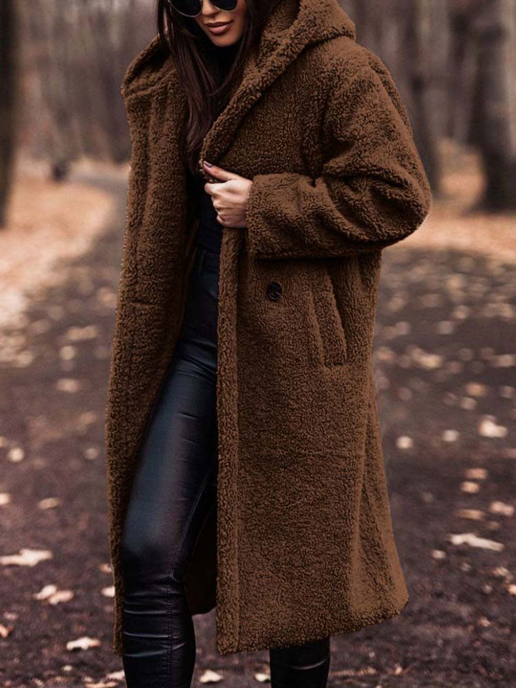 Elvessa | Plüschiger, gesteppter Longline-Mantel