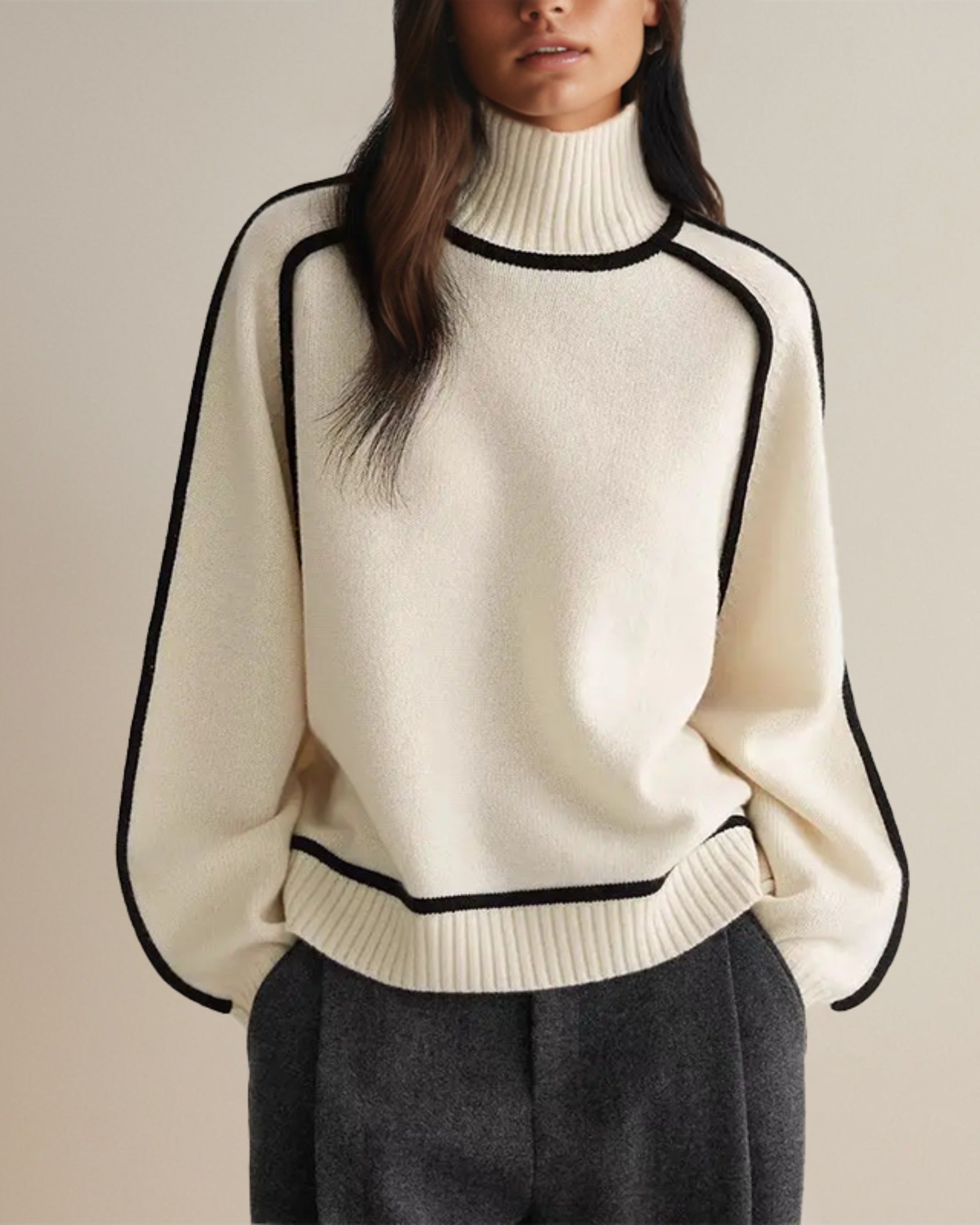 Virella | Rollkragenpullover mit Konturbesatz