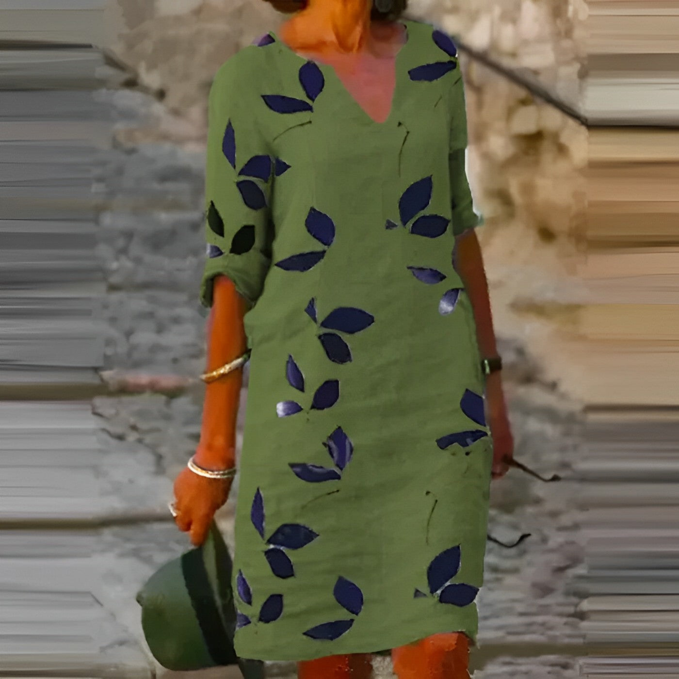 MACY | ELEGANT LEAF PRINT TUMMY-COVERAGE DRESS