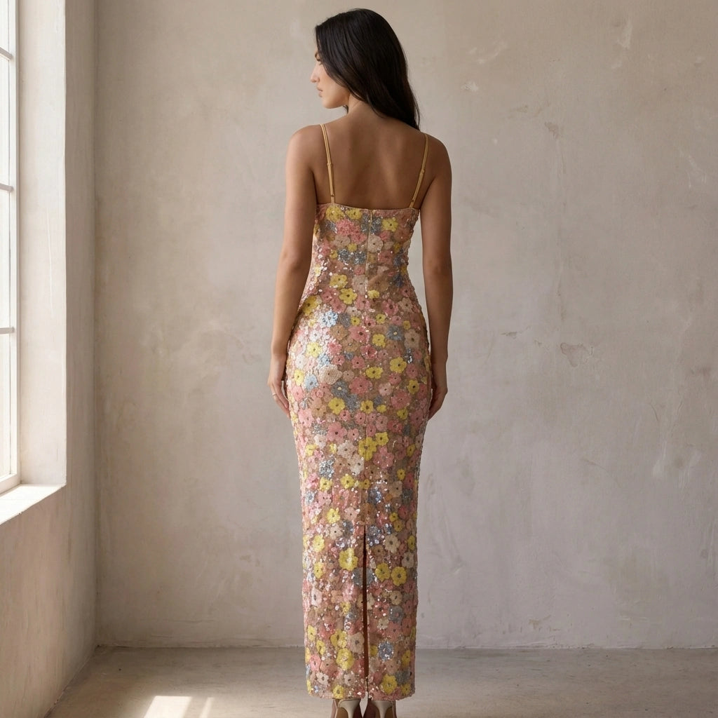 Blossom Sequin Slip Maxi Dress