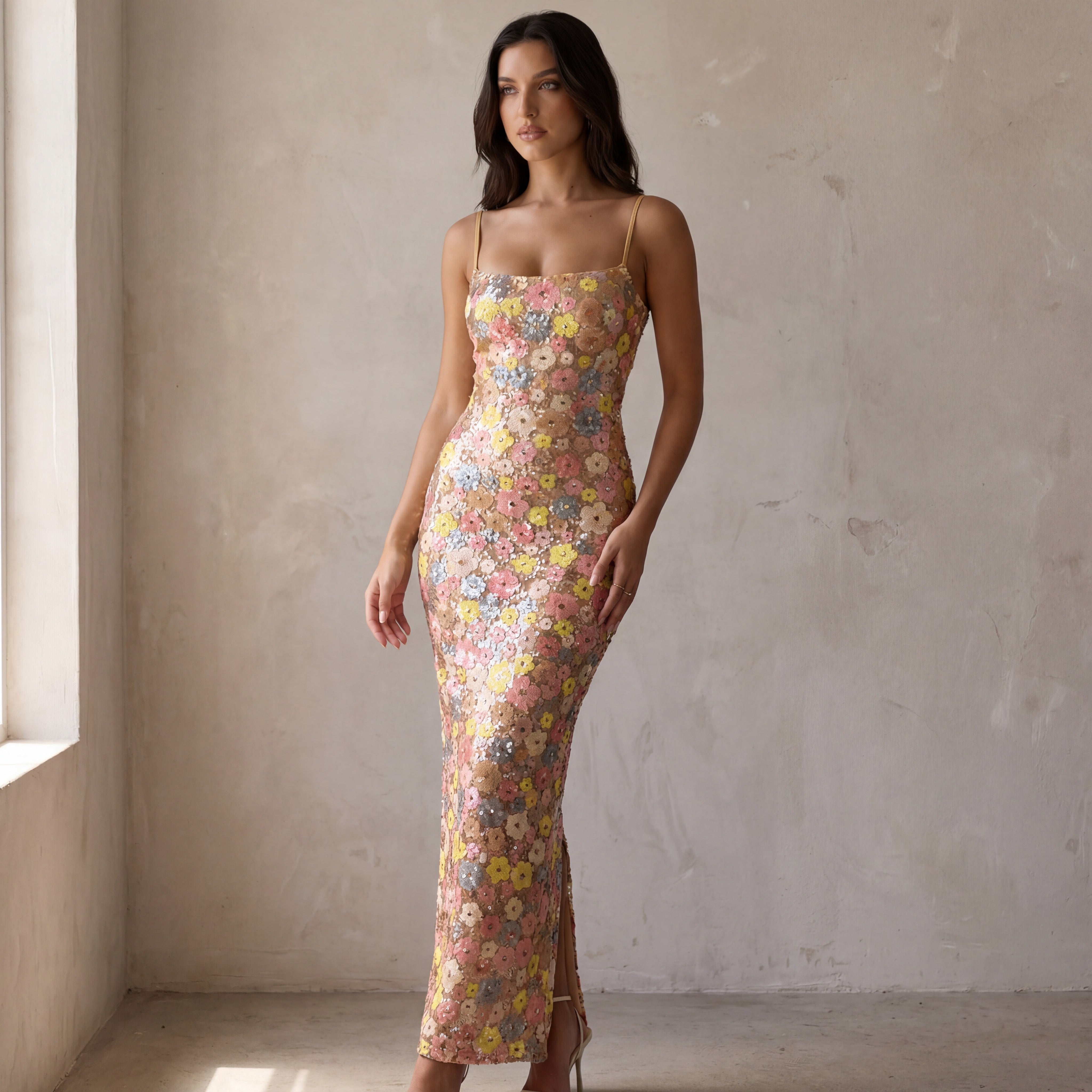 Blossom – Maxi-Slipkleid mit Pailletten