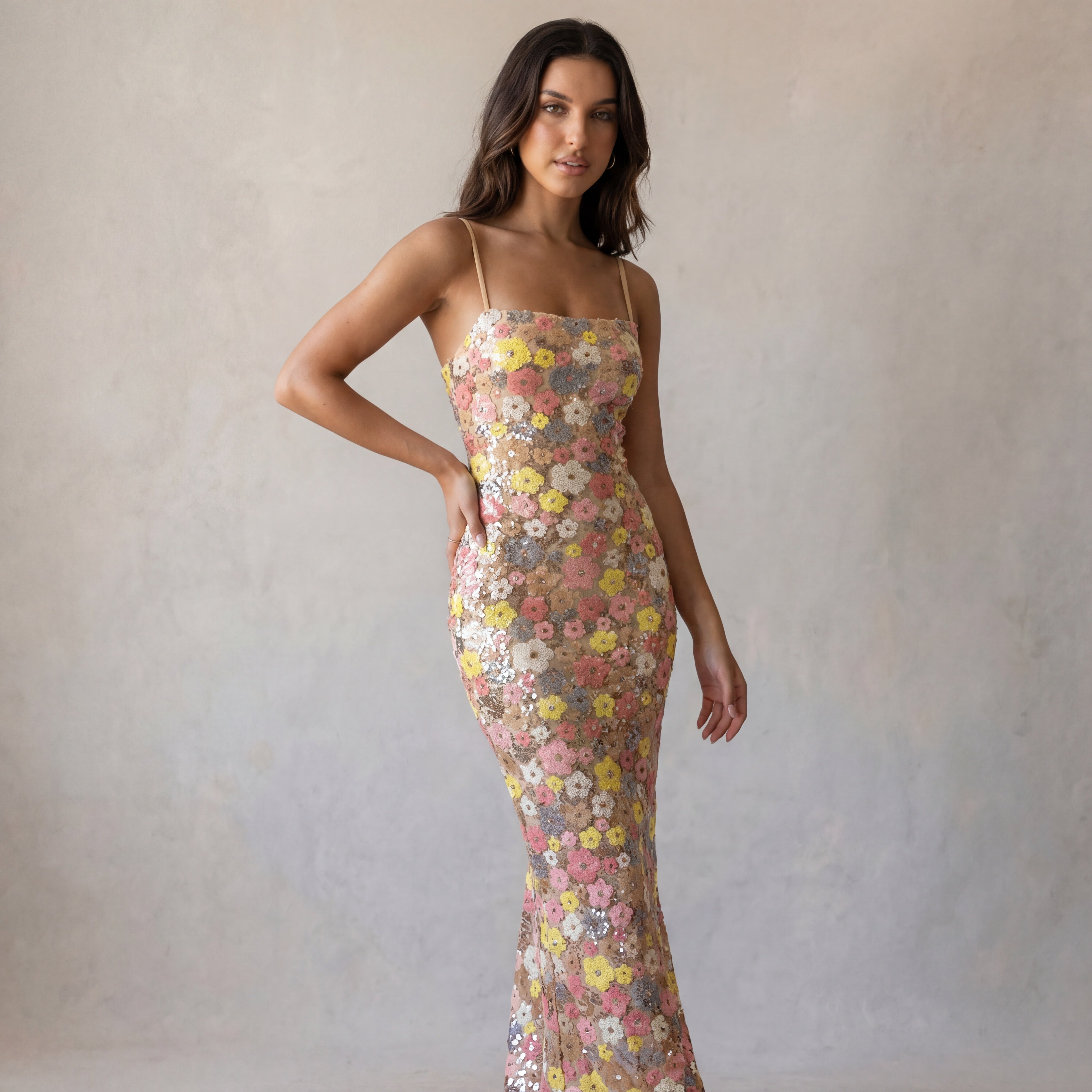Blossom – Maxi-Slipkleid mit Pailletten
