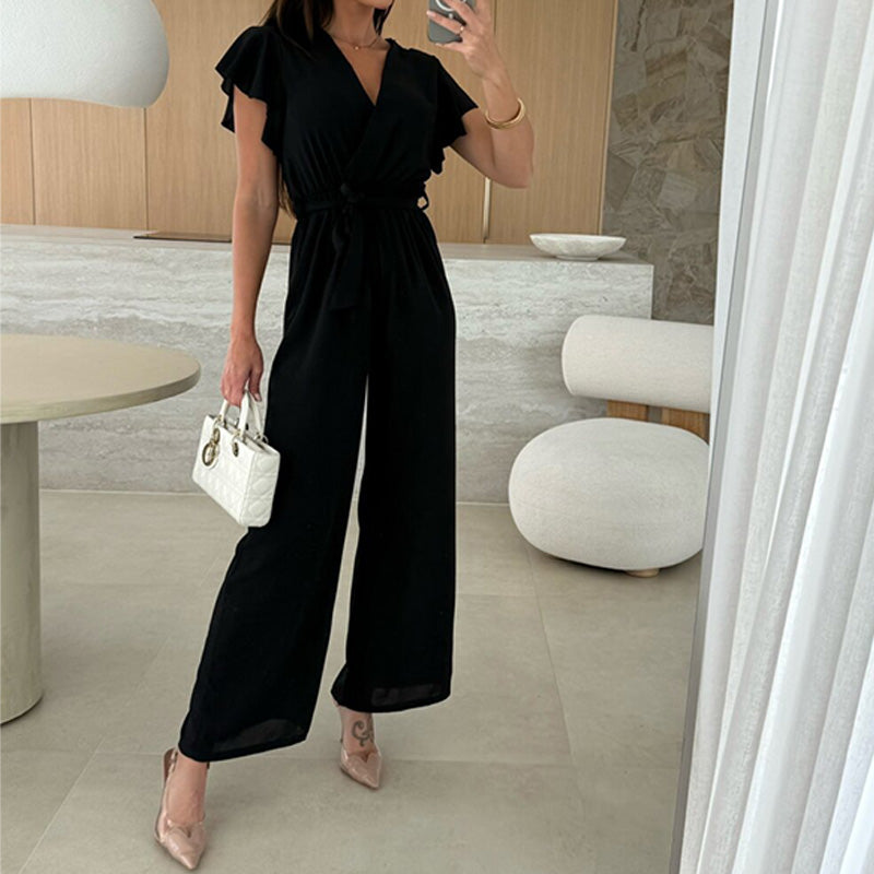 Aria | Ruffle Sleeve Wide-Leg Jumpsuit