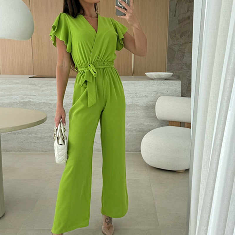 Aria | Ruffle Sleeve Wide-Leg Jumpsuit