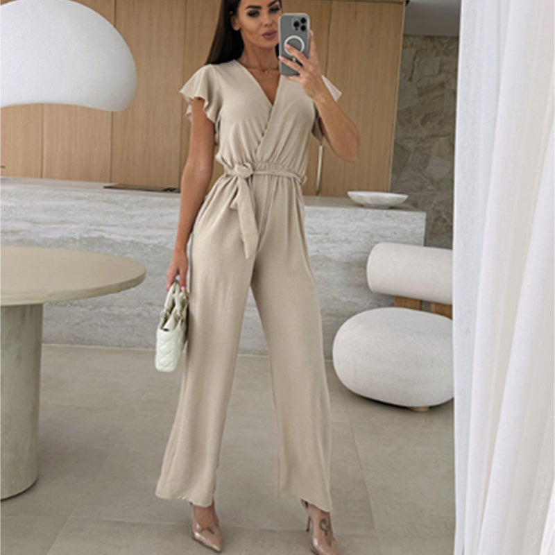Aria | Ruffle Sleeve Wide-Leg Jumpsuit