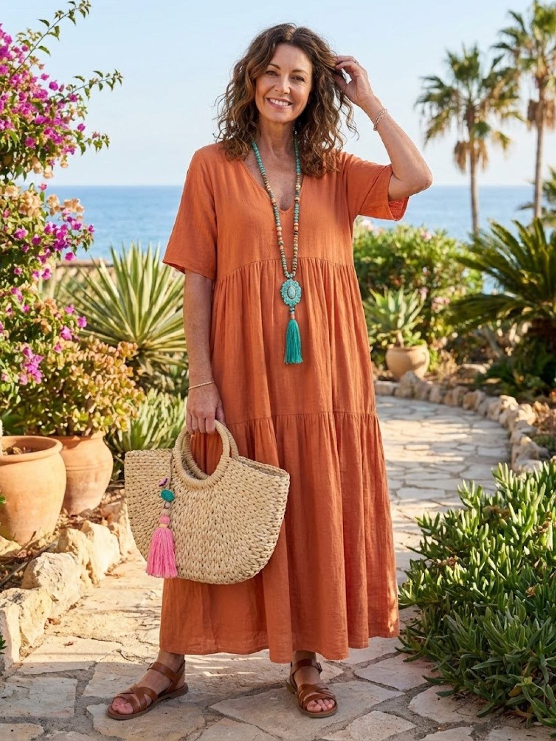 AMBER | ROBE MAXI À NIVEAUX ÉLÉGANTE AVEC COUVERTURE DU VENTRE