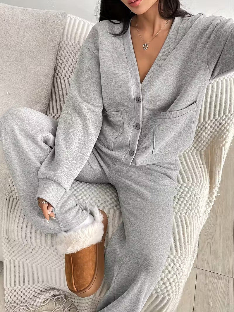 Alessia Lounge Set – Cardigan & Wide-Leg Pants