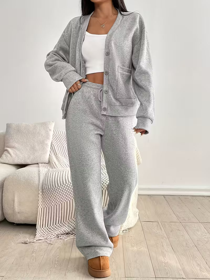 Alessia Lounge Set – Cardigan & Wide-Leg Pants